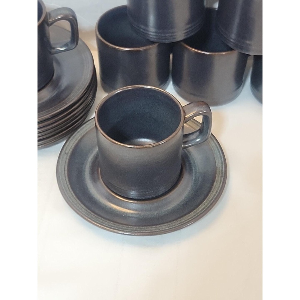 Style House Wardstone Japan Steel Blue Cups Saucers Set 8 Excellent Condition - Picture 2 of 2